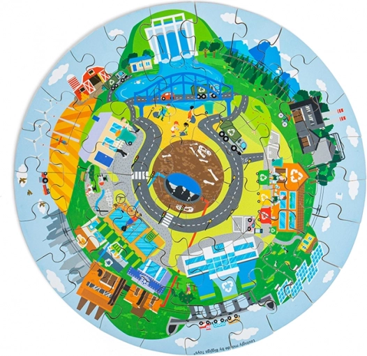 Kruhové drevené puzzle Recyklácia – BIGJIGS TOYS