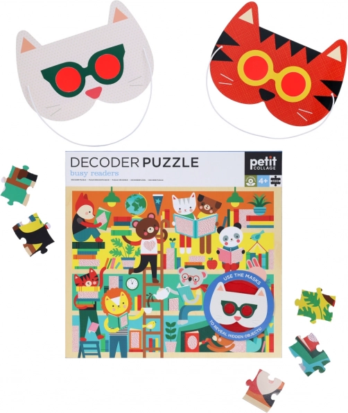 Petit Collage puzzle knižnica s 3D okuliarmi
