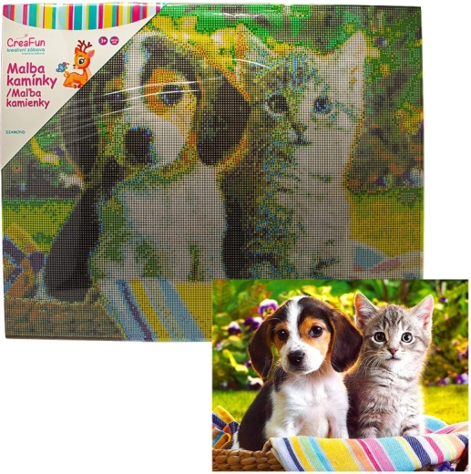 Diamantové maľovanie – pes a mačka 40 × 50 cm