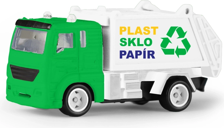 Kovové smetiarske autíčko 7 cm s otváracou korbou