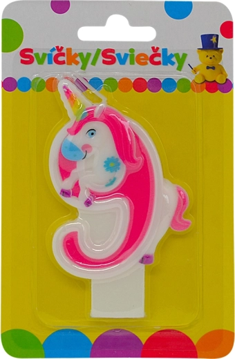 Narodeninová sviečka s jednorožcom – číslo 9