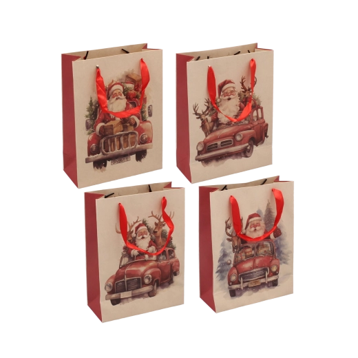 Vianočná darčeková taška s motívom Mikuláša 18 × 24 × 8 cm (12 ks)
