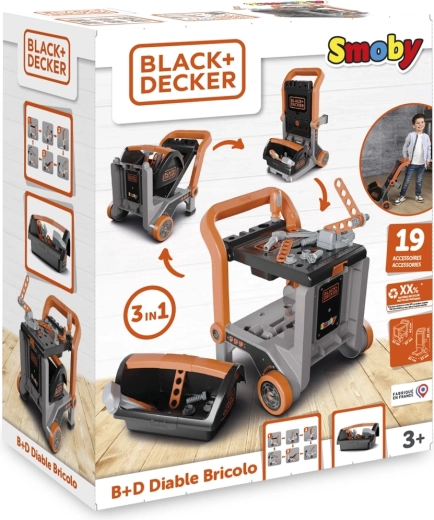Black+Decker dielenský vozík 3v1 s boxom na náradie