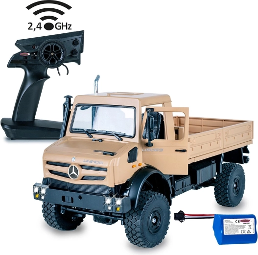 RC terénne auto Mercedes-Benz Unimog U5023 1:14 béžové