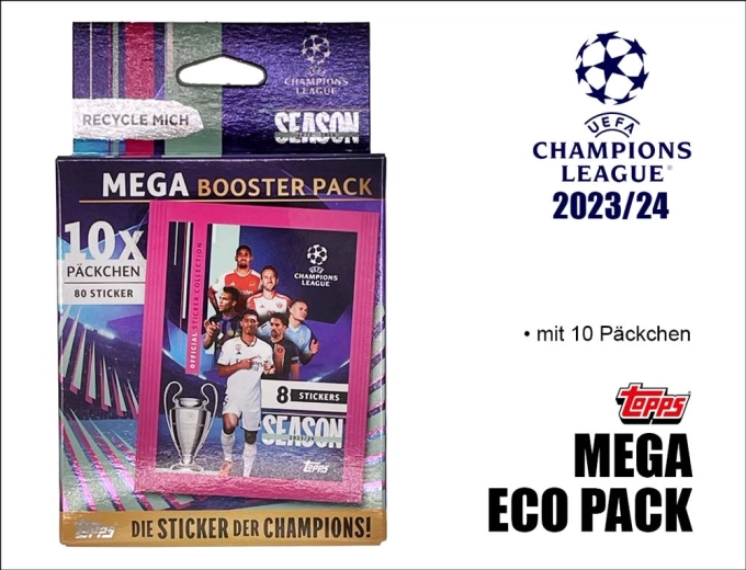 Topps UEFA Champions League 2023/2024 samolepky – mega eco balenie