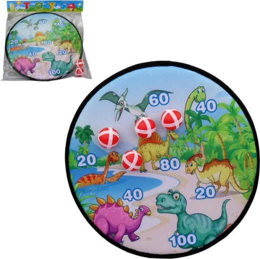 terč s dinosaurami a loptičkami na suchý zips 36 × 36 cm