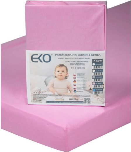 EKO napínacie prestieradlo s gumou jersey ružové 120 × 60 cm