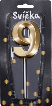 Zlatá párty sviečka - číslo 9
