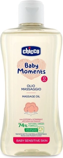 Chicco masážny olej na mliečnu krustu s bavlnou a vitamínom E, Baby Moments Sensitive 200 ml