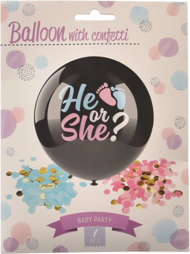 Latexový balónik BOY/GIRL s konfetami 90 cm