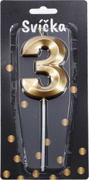 Párty sviečka číslo 3 Zlatá