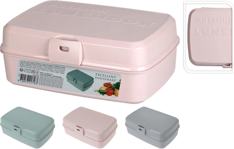 Desiatový box s klipovým uzáverom 21 × 15 × 8,5 cm, mix farieb