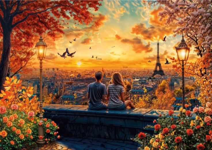 Educa puzzle Zamilovaní v Paríži 1500 dielikov