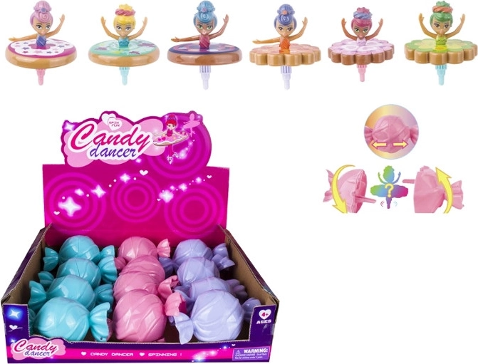 Bábika baletka točiaca sa ako káča v darčekovom balení v tvare cukríka