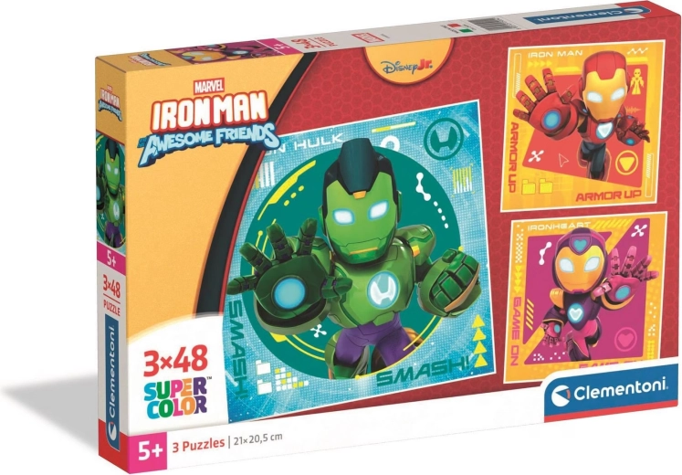 Puzzle CLEMENTONI Iron Man a úžasní priatelia 3×48 dielikov