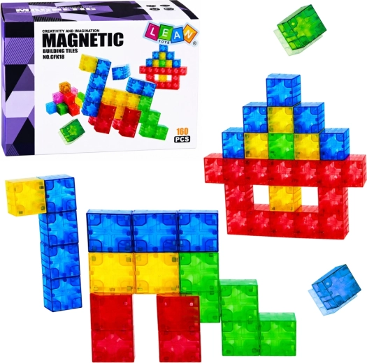 Magnetické stavebné kocky – farebné magnetické kocky 3D (160 dielov)