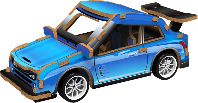2Kids Toys 3D drevená skladačka športové auto modré