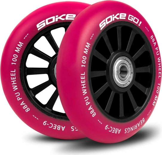 SOKE kolieska na kolobežku 100 mm rubínová – sada 2 ks