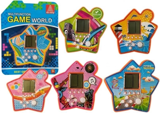 Vrecková elektronická hra tetris v tvare hviezdy – oranžová