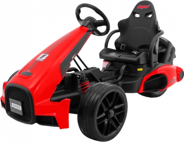 Elektrický detský gokart XR-1 červený s nastaviteľným volantom a športovým sedadlom