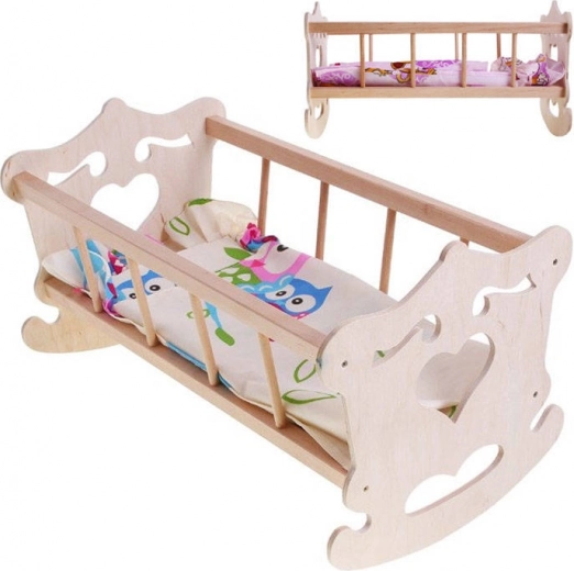 Drevená kolíska pre bábiku 50 cm + obliečky ZA2021