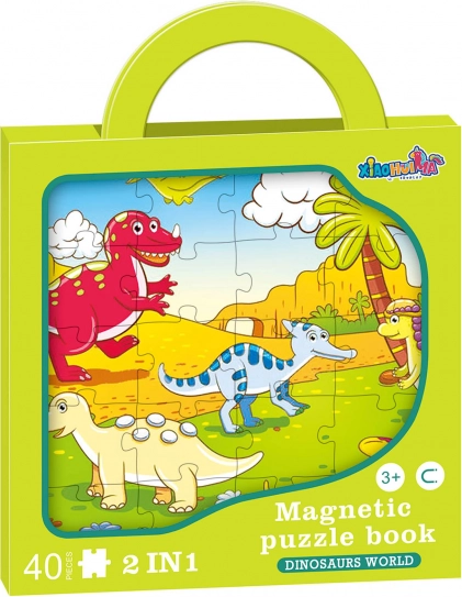 Magnetické puzzle dinosaury 2v1 – 40 dielikov