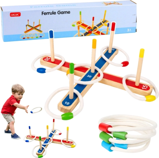 Drevená hádzacia hra s krúžkami pre celú rodinu so skóre