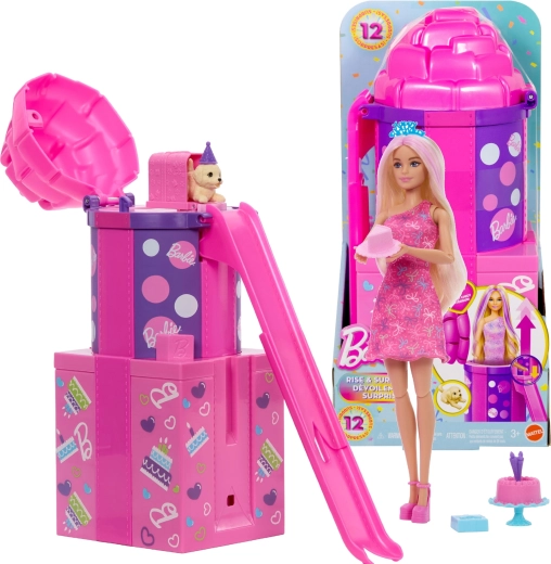 Barbie narodeninové prekvapenie so šmýkačkou – Party Unboxed set