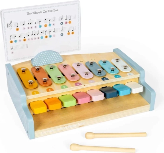 Bigjigs Toys drevené piano a xylofón 2 v 1 pre deti