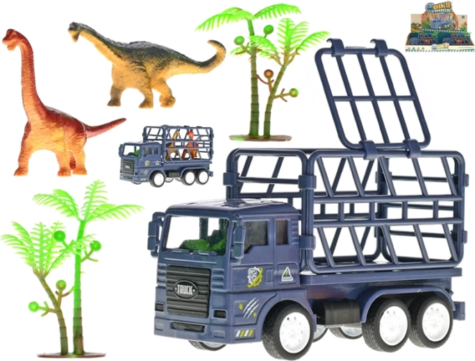 Nákladné auto 14 cm na zotrvačník s dinosaurami