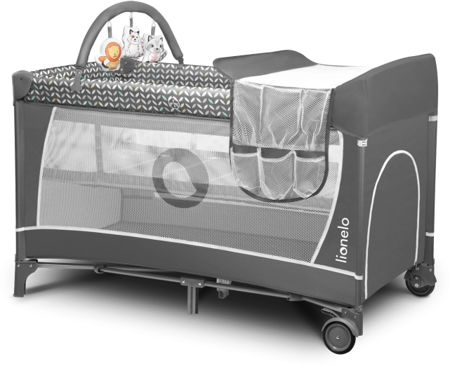 Cestovná postieľka a ohrádka 2v1 LIONELO Flower – Sivá