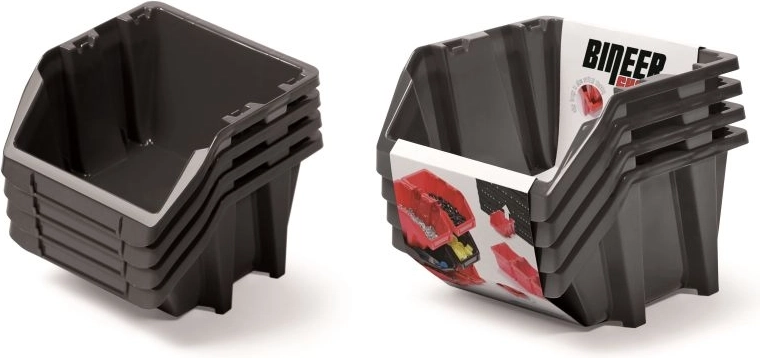 Sada úložných boxov Bineer Short, 4 ks, 272 × 238 × 236 mm, čierna