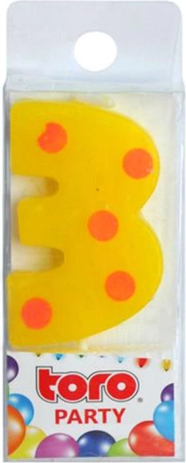 Tortová sviečka číslica 3 TORO, zapichovacia, 4,5 cm