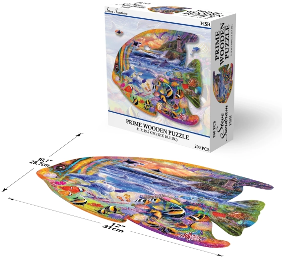 Prime 3D drevené puzzle ryba – 200 dielikov