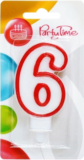 Narodeninová sviečka číslica 6 červená