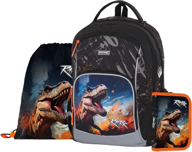 Školský set OXY GO Dino 3-dielny – batoh, vrecko a peračník