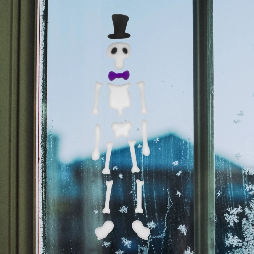 Farebná gélová nálepka na okno v tvare kostry