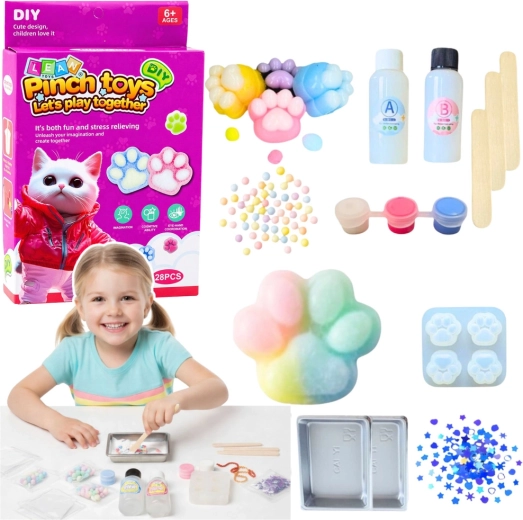 Kreatívna DIY súprava na výrobu squishy mačacej labky, 28 dielov