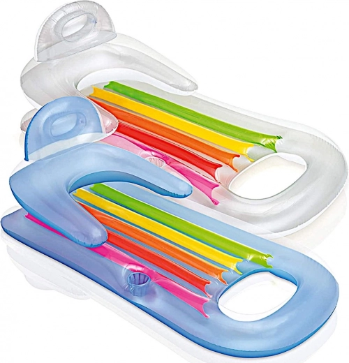 Nafukovacie plávajúce lehátko s operadlom a držiakom nápoja INTEX