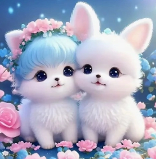 Diamantové maľovanie Mačička s králikom 30 × 40 cm