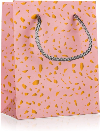 Darčeková taška S ružová so zlatými prvkami 11 × 14 × 6 cm