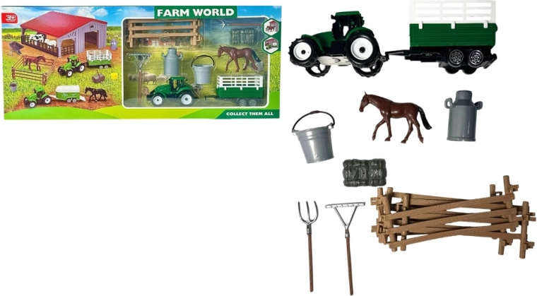 Farmárska sada – farma so zvieratami, traktorom a figúrkou koňa