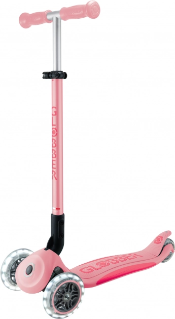 Detská trojkolesová kolobežka globber primo foldable plus lights v2 pastel pink