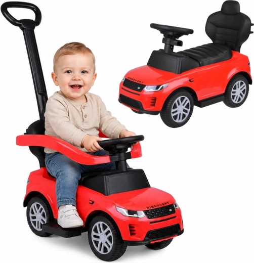Detské odrážadlo a pchadlo 2v1 Range Rover so zvukmi, červené