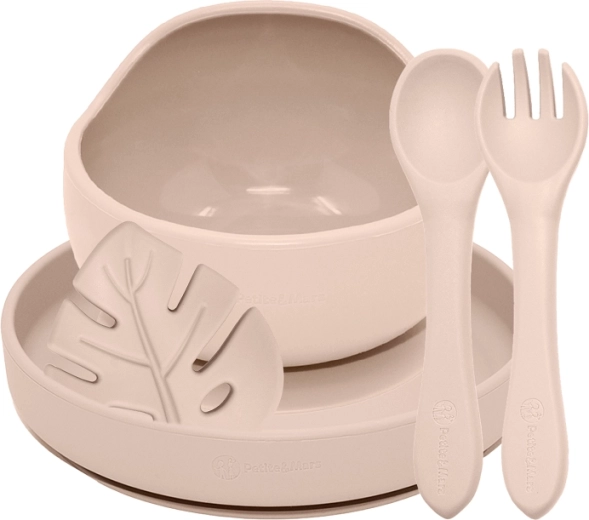 Petite&Mars silikónový jedálenský set take&match desert sand 4 ks (6m+)