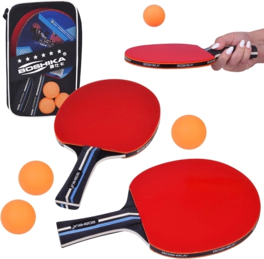 Sada na stolný tenis: 2 drevené pálky, 3 loptičky a puzdro