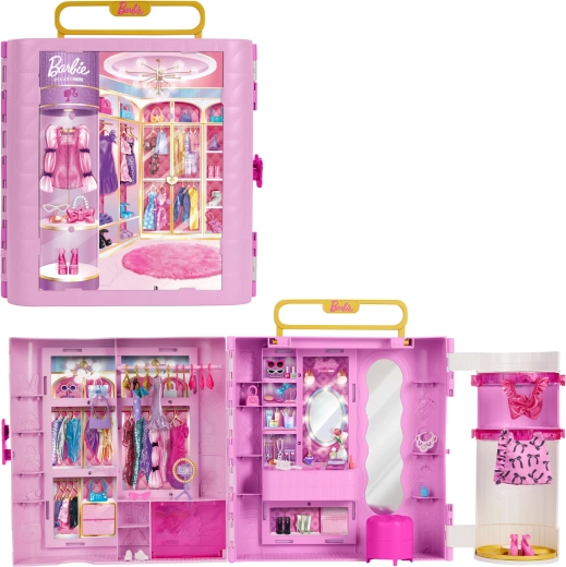 Mattel Barbie deluxe šatník na oblečky s toaletným stolíkom a doplnkami