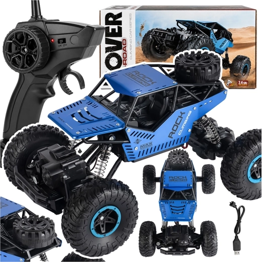 RC terénne auto 4x4 na diaľkové ovládanie s akumulátorom, čierne - 1 kus