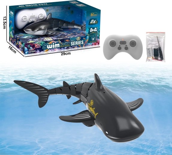 RC veľryba s vodnou fontánou – čierna