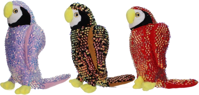 Plyšový papagáj s flitrami 25 cm